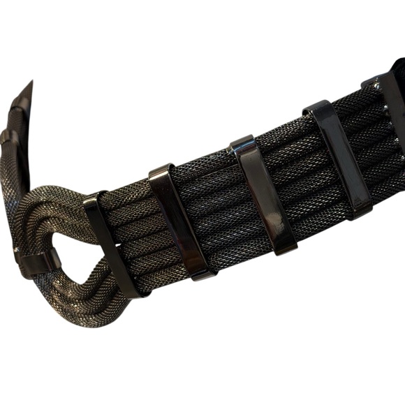 Vintage 1980s Gunmetal Statement Elastic Waist Belt main image 6
